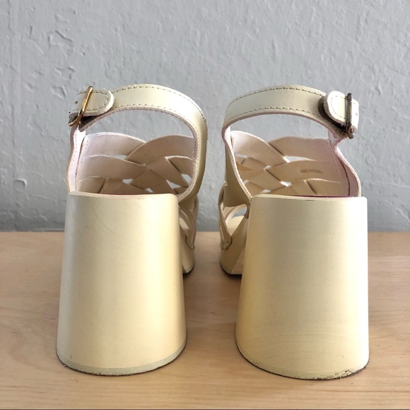 Swedish Hasbeens Vivi Caged Crisscross Leather Block Heel Clogs - Picture 11 of 15